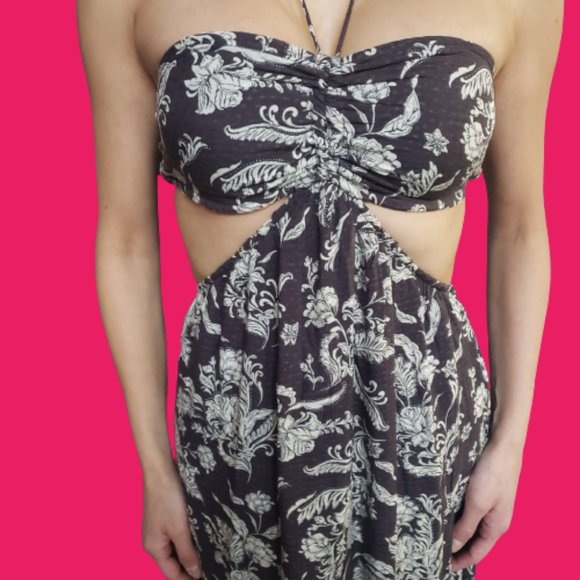 NWT Lulu's Island Aura Black Print Cutout Halter Maxi Dress - Picture 4 of 4